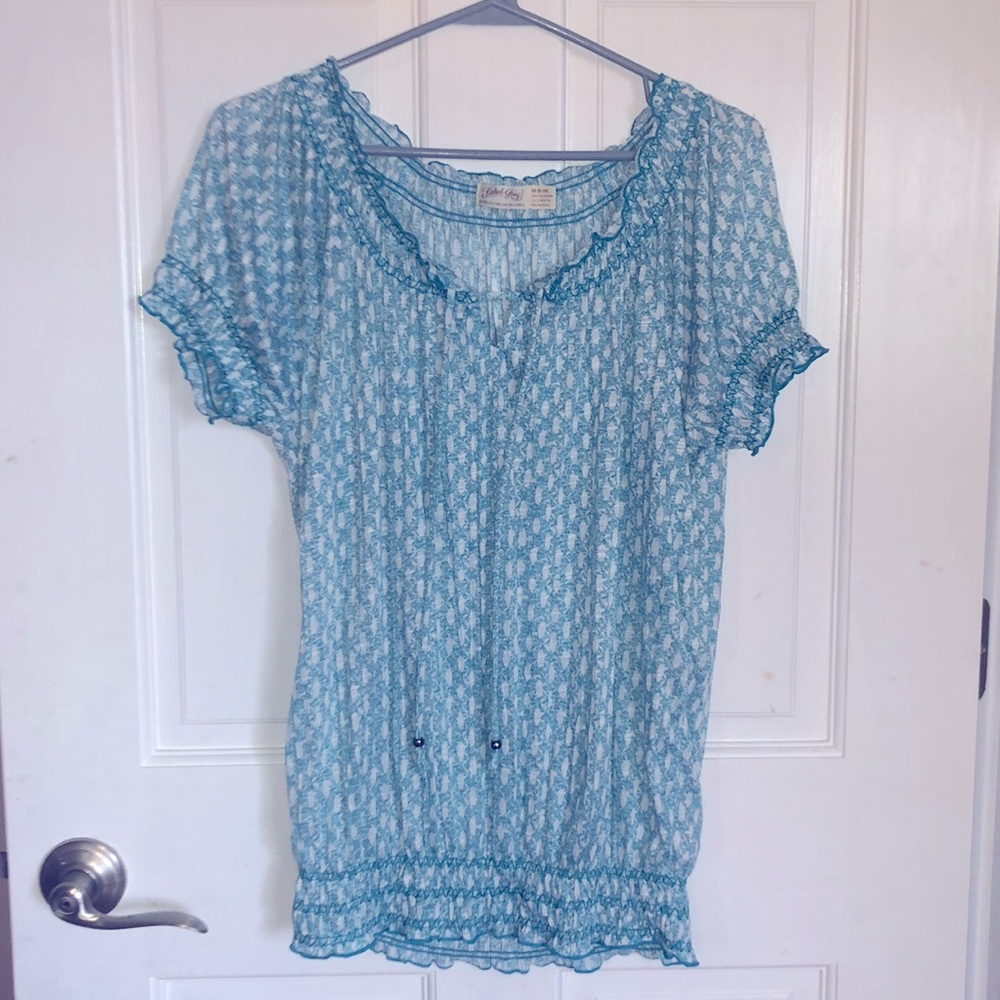 Faded Glory 💙NEW Short Sleeve Blouse Light Blue
